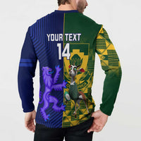 Custom South Africa And Scotland Rugby Button Sweatshirt Springboks Thistle Together - Wonder Print Shop