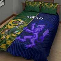 Custom South Africa And Scotland Rugby Quilt Bed Set Springboks Thistle Together - Wonder Print Shop