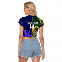 Custom South Africa And Scotland Rugby Raglan Cropped T Shirt Springboks Thistle Together - Wonder Print Shop