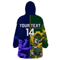 Custom South Africa And Scotland Rugby Wearable Blanket Hoodie Springboks Thistle Together - Wonder Print Shop