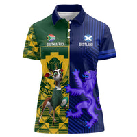 Custom South Africa And Scotland Rugby Women Polo Shirt Springboks Thistle Together - Wonder Print Shop
