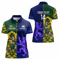 Custom South Africa And Scotland Rugby Women Polo Shirt Springboks Thistle Together - Wonder Print Shop