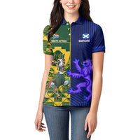 Custom South Africa And Scotland Rugby Women Polo Shirt Springboks Thistle Together - Wonder Print Shop