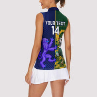 Custom South Africa And Scotland Rugby Women Sleeveless Polo Shirt Springboks Thistle Together - Wonder Print Shop