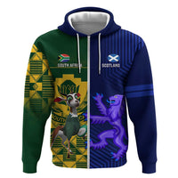 Custom South Africa And Scotland Rugby Zip Hoodie Springboks Thistle Together - Wonder Print Shop