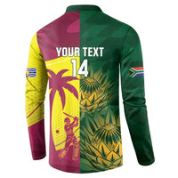 South Africa West Indies Cricket Custom Button Sweatshirt Proteas Windies Together - Wonder Print Shop
