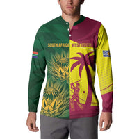 South Africa West Indies Cricket Custom Button Sweatshirt Proteas Windies Together - Wonder Print Shop