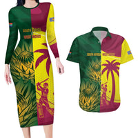 South Africa West Indies Cricket Custom Couples Matching Long Sleeve Bodycon Dress and Hawaiian Shirt Proteas Windies Together - Wonder Print Shop