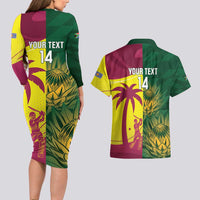 South Africa West Indies Cricket Custom Couples Matching Long Sleeve Bodycon Dress and Hawaiian Shirt Proteas Windies Together - Wonder Print Shop