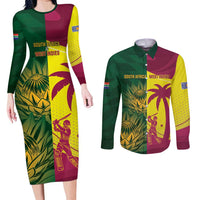 South Africa West Indies Cricket Custom Couples Matching Long Sleeve Bodycon Dress and Long Sleeve Button Shirt Proteas Windies Together - Wonder Print Shop