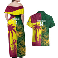 South Africa West Indies Cricket Custom Couples Matching Off Shoulder Maxi Dress and Hawaiian Shirt Proteas Windies Together - Wonder Print Shop