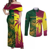 South Africa West Indies Cricket Custom Couples Matching Off Shoulder Maxi Dress and Long Sleeve Button Shirt Proteas Windies Together - Wonder Print Shop