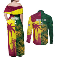 South Africa West Indies Cricket Custom Couples Matching Off Shoulder Maxi Dress and Long Sleeve Button Shirt Proteas Windies Together - Wonder Print Shop