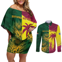 South Africa West Indies Cricket Custom Couples Matching Off Shoulder Short Dress and Long Sleeve Button Shirt Proteas Windies Together - Wonder Print Shop