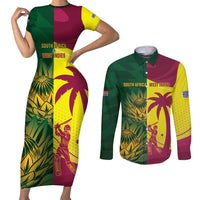 South Africa West Indies Cricket Custom Couples Matching Short Sleeve Bodycon Dress and Long Sleeve Button Shirt Proteas Windies Together - Wonder Print Shop