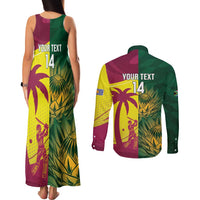 South Africa West Indies Cricket Custom Couples Matching Tank Maxi Dress and Long Sleeve Button Shirt Proteas Windies Together - Wonder Print Shop