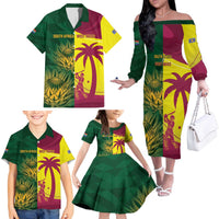 South Africa West Indies Cricket Custom Family Matching Off The Shoulder Long Sleeve Dress and Hawaiian Shirt Proteas Windies Together - Wonder Print Shop