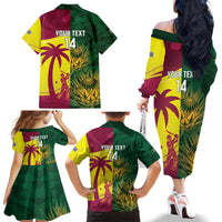 South Africa West Indies Cricket Custom Family Matching Off The Shoulder Long Sleeve Dress and Hawaiian Shirt Proteas Windies Together - Wonder Print Shop