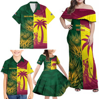 South Africa West Indies Cricket Custom Family Matching Off Shoulder Maxi Dress and Hawaiian Shirt Proteas Windies Together - Wonder Print Shop