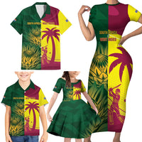 South Africa West Indies Cricket Custom Family Matching Short Sleeve Bodycon Dress and Hawaiian Shirt Proteas Windies Together - Wonder Print Shop