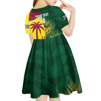 South Africa West Indies Cricket Custom Kid Short Sleeve Dress Proteas Windies Together - Wonder Print Shop