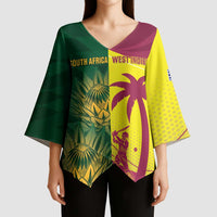 South Africa West Indies Cricket Custom Kimono Sleeve Blouse Proteas Windies Together - Wonder Print Shop