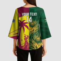 South Africa West Indies Cricket Custom Kimono Sleeve Blouse Proteas Windies Together - Wonder Print Shop