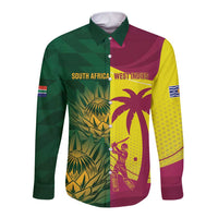 South Africa West Indies Cricket Custom Long Sleeve Button Shirt Proteas Windies Together - Wonder Print Shop