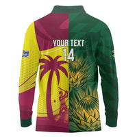 South Africa West Indies Cricket Custom Long Sleeve Polo Shirt Proteas Windies Together - Wonder Print Shop