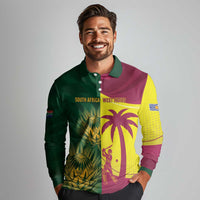 South Africa West Indies Cricket Custom Long Sleeve Polo Shirt Proteas Windies Together - Wonder Print Shop