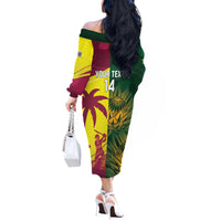 South Africa West Indies Cricket Custom Off The Shoulder Long Sleeve Dress Proteas Windies Together - Wonder Print Shop