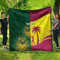 South Africa West Indies Cricket Custom Quilt Proteas Windies Together - Wonder Print Shop