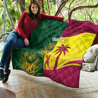 South Africa West Indies Cricket Custom Quilt Proteas Windies Together - Wonder Print Shop