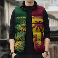 South Africa West Indies Cricket Custom Sleeveless Puffer Jacket Proteas Windies Together - Wonder Print Shop
