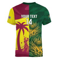South Africa West Indies Cricket Custom Women V-Neck T-Shirt Proteas Windies Together - Wonder Print Shop