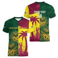 South Africa West Indies Cricket Custom Women V-Neck T-Shirt Proteas Windies Together - Wonder Print Shop