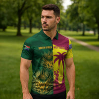 South Africa West Indies Cricket Custom Zipper Polo Shirt Proteas Windies Together - Wonder Print Shop