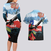 Chile Fiestas Patrias Couples Matching Long Sleeve Bodycon Dress and Hawaiian Shirt Andean Condor Andes Mountains - Wonder Print Shop