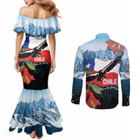 Chile Fiestas Patrias Couples Matching Mermaid Dress and Long Sleeve Button Shirt Andean Condor Andes Mountains - Wonder Print Shop