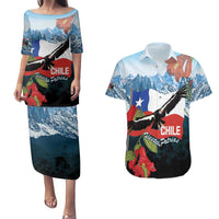 Chile Fiestas Patrias Couples Matching Puletasi and Hawaiian Shirt Andean Condor Andes Mountains - Wonder Print Shop