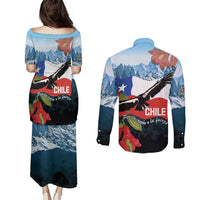 Chile Fiestas Patrias Couples Matching Puletasi and Long Sleeve Button Shirt Andean Condor Andes Mountains - Wonder Print Shop