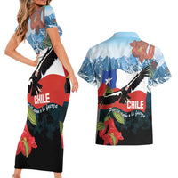 Chile Fiestas Patrias Couples Matching Short Sleeve Bodycon Dress and Hawaiian Shirt Andean Condor Andes Mountains - Wonder Print Shop