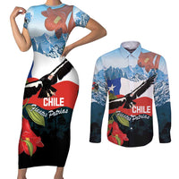 Chile Fiestas Patrias Couples Matching Short Sleeve Bodycon Dress and Long Sleeve Button Shirt Andean Condor Andes Mountains - Wonder Print Shop