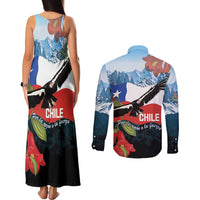 Chile Fiestas Patrias Couples Matching Tank Maxi Dress and Long Sleeve Button Shirt Andean Condor Andes Mountains - Wonder Print Shop