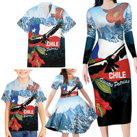 Chile Fiestas Patrias Family Matching Long Sleeve Bodycon Dress and Hawaiian Shirt Andean Condor Andes Mountains - Wonder Print Shop