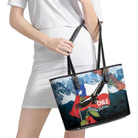 Chile Fiestas Patrias Leather Tote Bag Andean Condor Andes Mountains - Wonder Print Shop