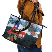 Chile Fiestas Patrias Leather Tote Bag Andean Condor Andes Mountains - Wonder Print Shop