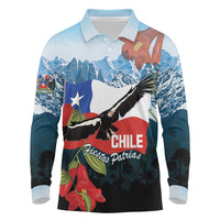 Chile Fiestas Patrias Long Sleeve Polo Shirt Andean Condor Andes Mountains - Wonder Print Shop