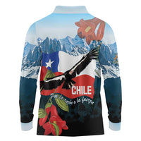 Chile Fiestas Patrias Long Sleeve Polo Shirt Andean Condor Andes Mountains - Wonder Print Shop