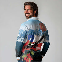 Chile Fiestas Patrias Long Sleeve Polo Shirt Andean Condor Andes Mountains - Wonder Print Shop
